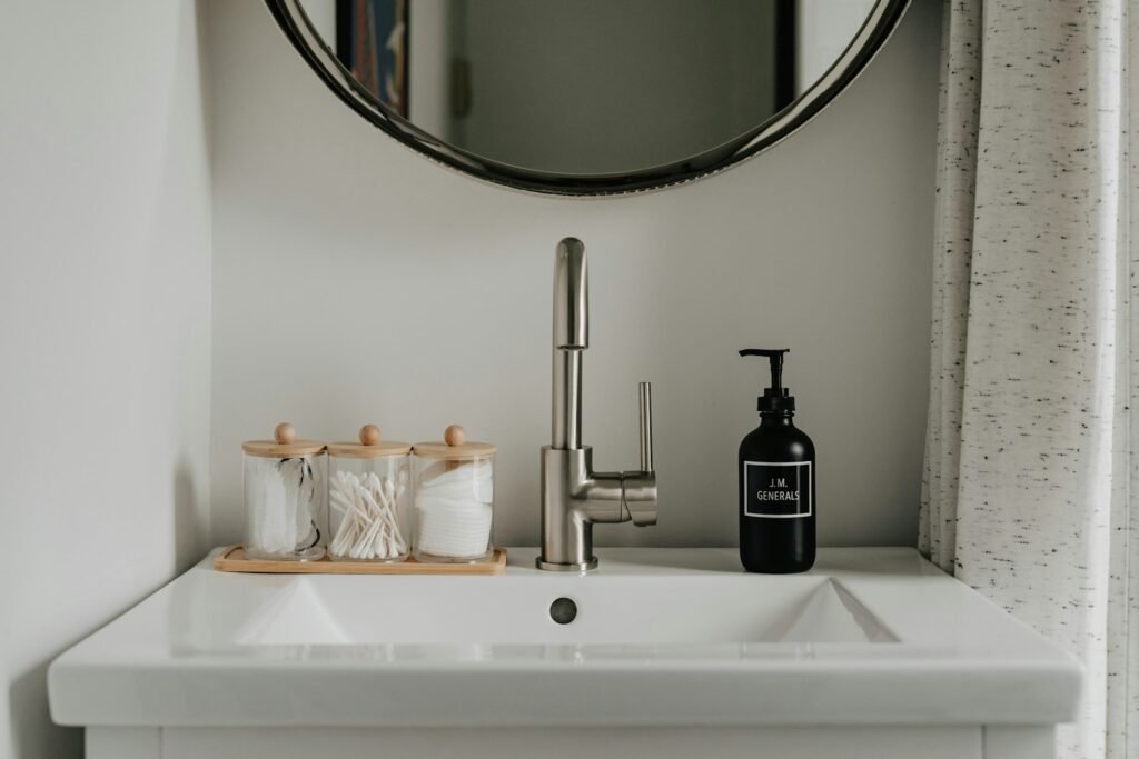 Toothbrush and toothpaste on a bathroom sink
